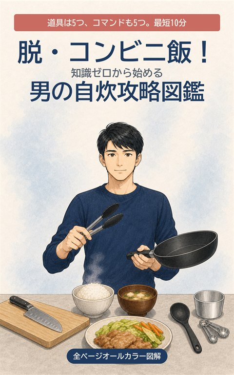 Kindle書籍 脱・コンビニ飯！男の自炊攻略図鑑の表紙